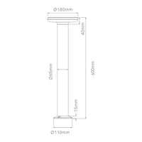 Mac Floor XL Nera 3000K - Paletto a led da esterno in alluminio 12W IP65 h60cm - Luce verso il basso - Beneito & Faure