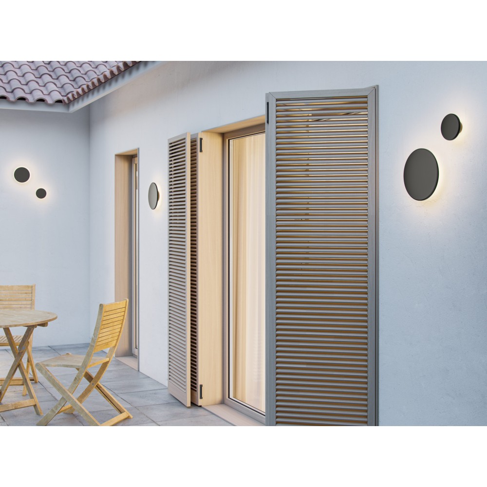 Mac Wall Nero - Applique a led da muro 15W CCT Switch 2700K/3200K/4000K in alluminio, Luce murale a 360 Gradi - Beneito & Faure