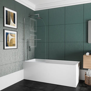 Parete sopravasca girevole 100 cm vetro trasparente e portasciugamani | Macao