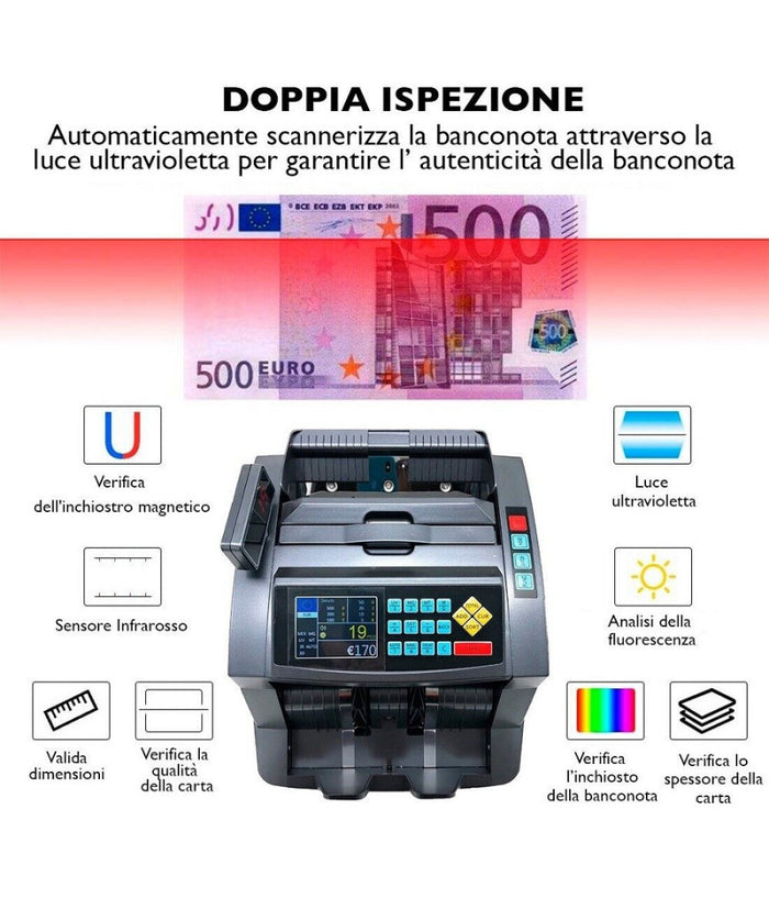 Macchina Conta Banconote Automatico Multi Valuta Rivelatore Di Banconote False         