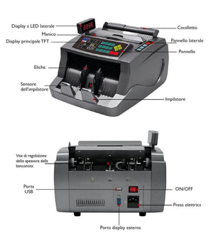 Macchina Conta Banconote Automatico Multi Valuta Rivelatore Di Banconote False         