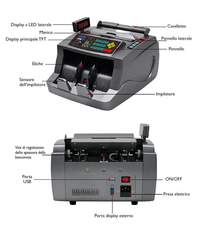 Macchina Conta Banconote Automatico Multi Valuta Rivelatore Di Banconote False         