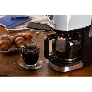 Macchina da caffè con filtro Moderna 15 tazze, base riscaldante, display LCD - Bianco