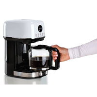 Macchina da caffè con filtro Moderna 15 tazze, base riscaldante, display LCD - Bianco