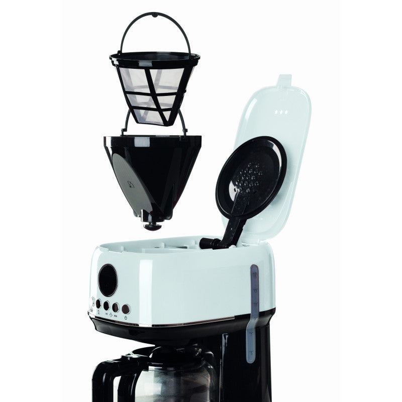 Macchina da caffè con filtro Moderna 15 tazze, base riscaldante, display LCD - Bianco