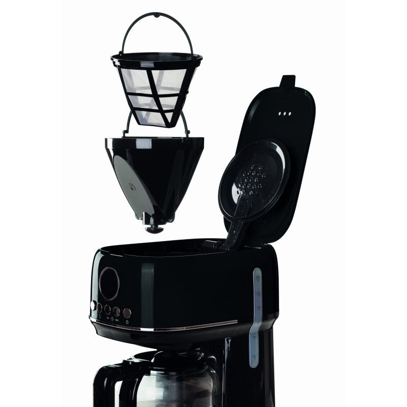 Macchina da caffè con filtro Moderna 15 tazze, base riscaldante, display LCD - Nero