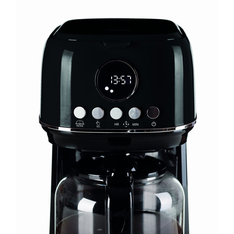 Macchina da caffè con filtro Moderna 15 tazze, base riscaldante, display LCD - Nero