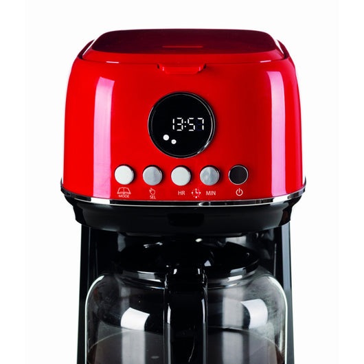 Macchina da caffè con filtro Moderna 15 tazze, base riscaldante, display LCD - Rosso