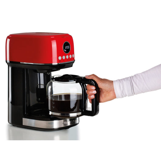 Macchina da caffè con filtro Moderna 15 tazze, base riscaldante, display LCD - Rosso