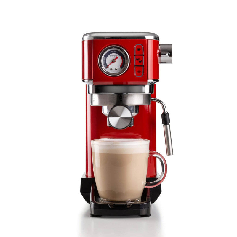 Macchina da caffè con manometro 1300W - 15 bar di pressione - Rosso