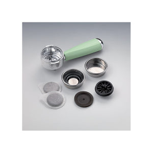 Macchina da caffè espresso - Per polvere e cialde ESE - Filtro 1 e 2 tazze - Montalatte - 850W - Verde