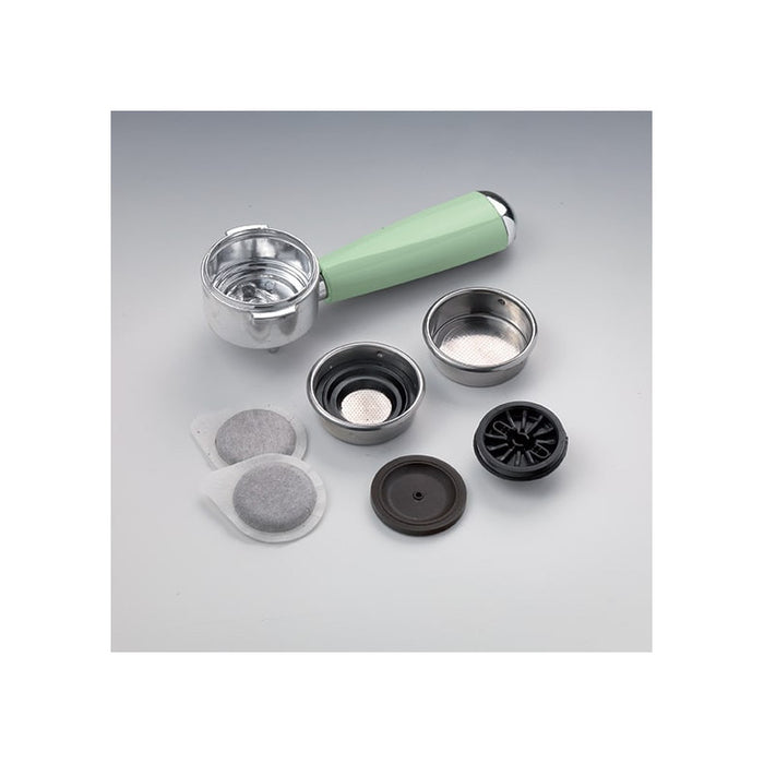 Macchina da caffè espresso - Per polvere e cialde ESE - Filtro 1 e 2 tazze - Montalatte - 850W - Verde