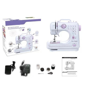 Trade Shop - Macchina Da Cucire Portatile Con 12 Punti Uso Domestico Sistema Con 2 Velocità Di Cucito -