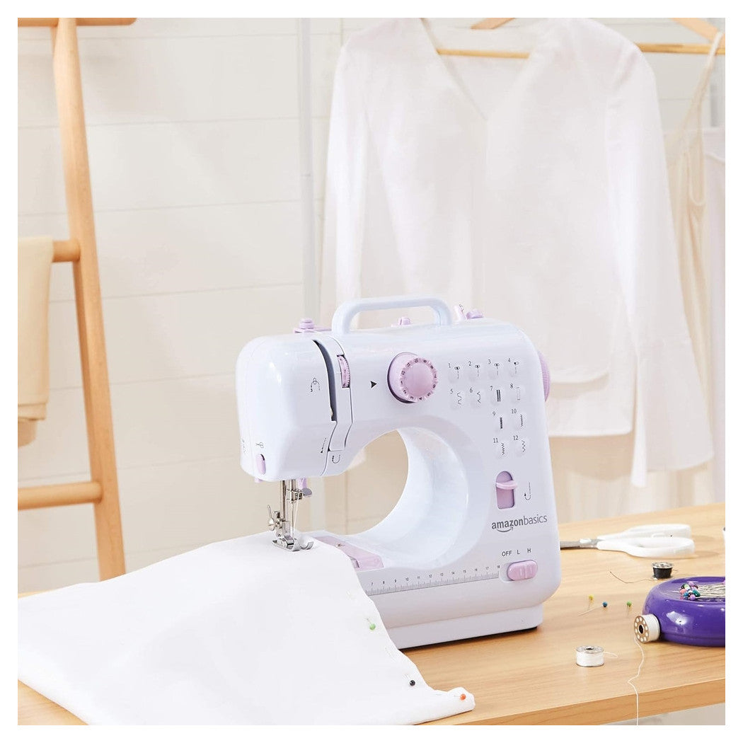 Trade Shop - Macchina Da Cucire Portatile Con 12 Punti Uso Domestico Sistema Con 2 Velocità Di Cucito -