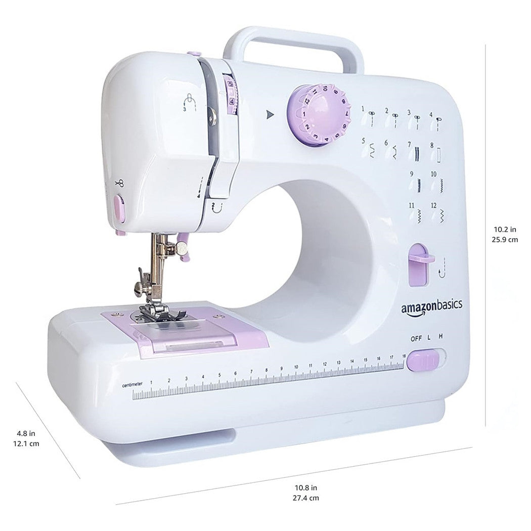Trade Shop - Macchina Da Cucire Portatile Con 12 Punti Uso Domestico Sistema Con 2 Velocità Di Cucito -