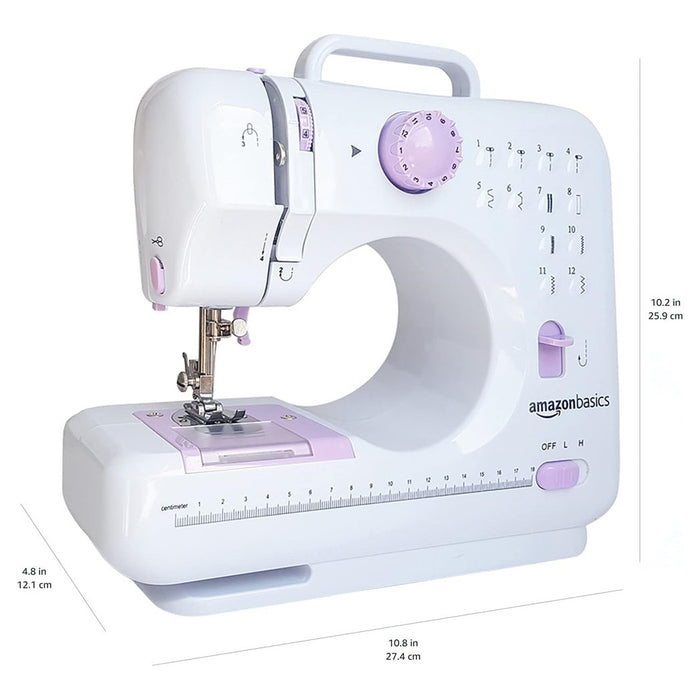 Trade Shop - Macchina Da Cucire Portatile Con 12 Punti Uso Domestico Sistema Con 2 Velocità Di Cucito -