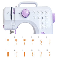 Trade Shop - Macchina Da Cucire Portatile Con 12 Punti Uso Domestico Sistema Con 2 Velocità Di Cucito -