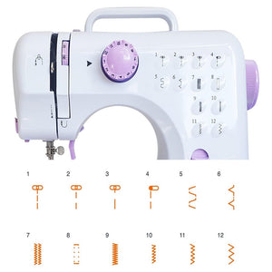 Trade Shop - Macchina Da Cucire Portatile Con 12 Punti Uso Domestico Sistema Con 2 Velocità Di Cucito -