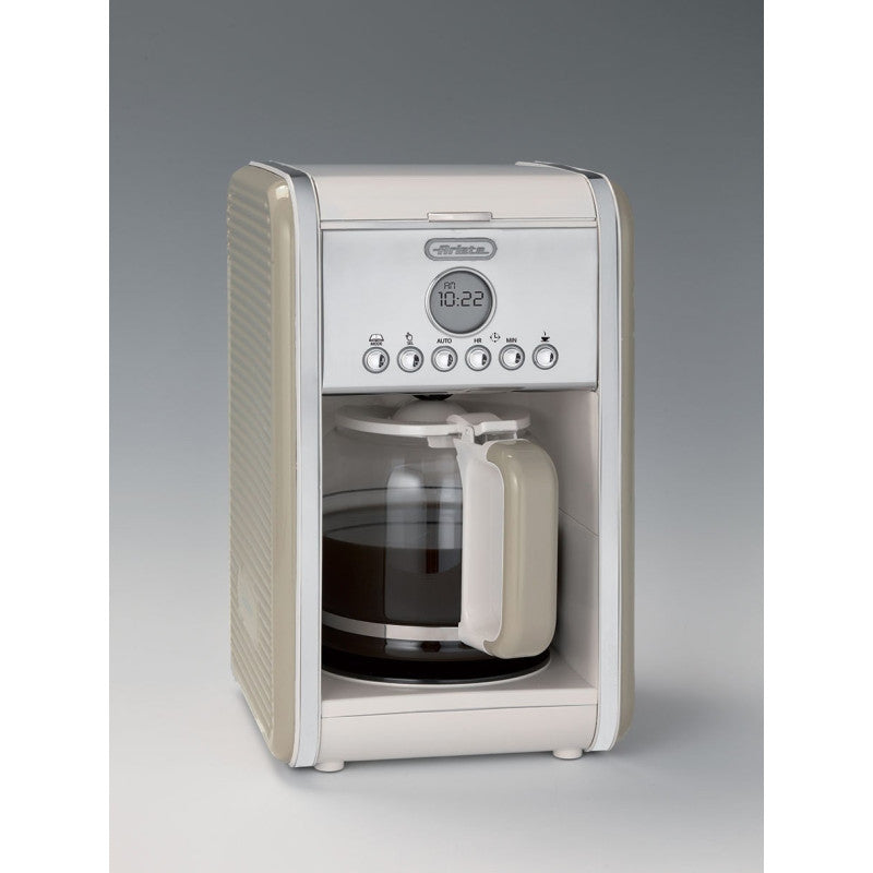 Macchina per caffè americano - 12 tazze - Caraffa in vetro - Programmazione 24h - Autospegnimento - 2000W - Beige