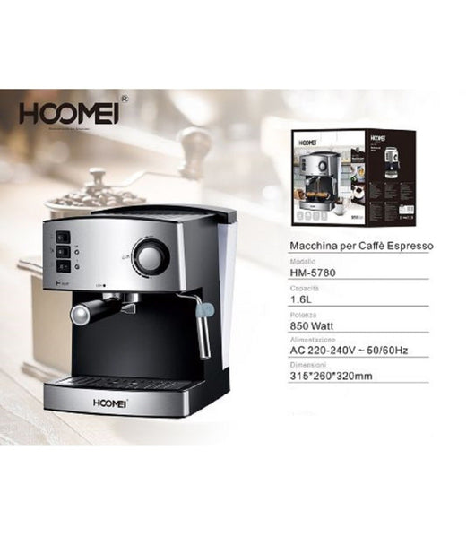 Macchina Per Caffè Espresso 850 Watt 1.6lt Cappuccino System 15 Bar Corpo Inox         