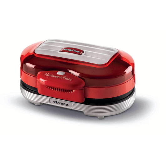 Macchina per fare hamburger 1200W, doppie piastre antiaderenti, 2 scomparti - Rosso
