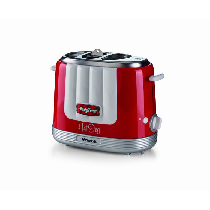 Macchina per Hot Dog 650W, 4 spazi di cottura, 5 livelli di cottura, espulsione automatica - Rosso
