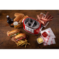 Macchina per Hot Dog 650W, 4 spazi di cottura, 5 livelli di cottura, espulsione automatica - Rosso