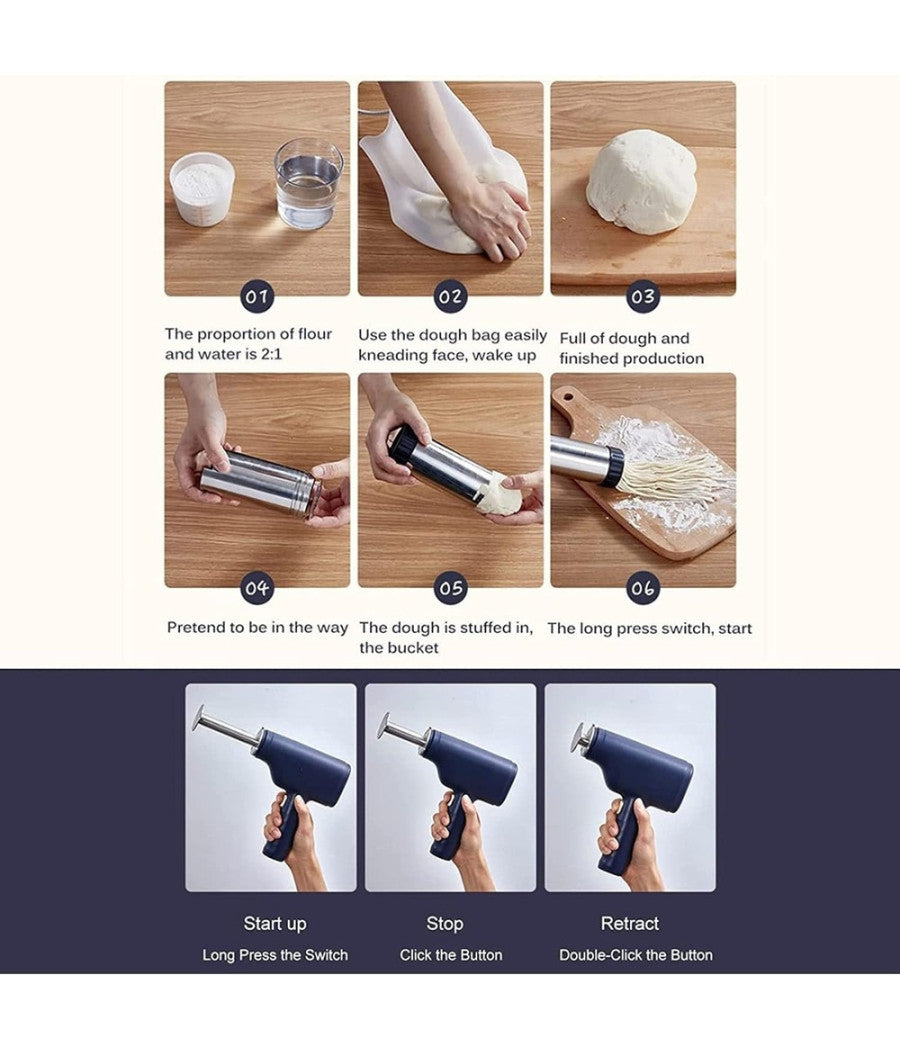 Macchina Per Pasta Elettrica Wireless Automatica Portatile Cucina Con 3 Stampi         