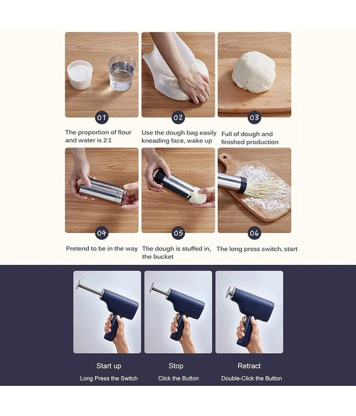 Macchina Per Pasta Elettrica Wireless Automatica Portatile Cucina Con 3 Stampi         