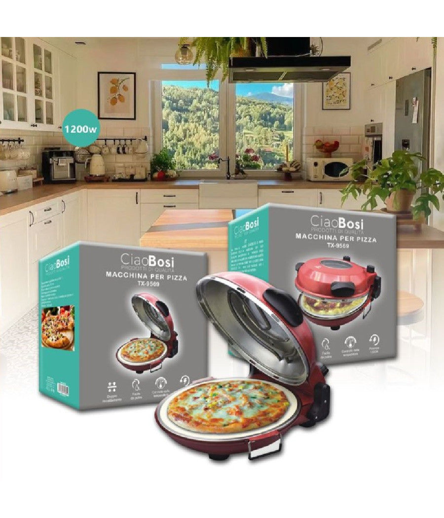 Macchina Per Pizza Elettrico 1200watt Fornetto Doppio Riscaldamento Casa Tx-9569         