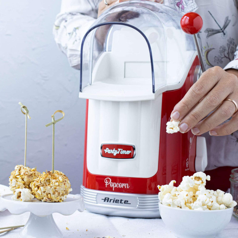 Macchina per Popcorn con Leva - 1100W - 600g Capacità - Cottura Senza Grassi - Rosso