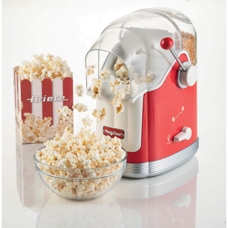 Macchina per Popcorn con Leva - 1100W - 600g Capacità - Cottura Senza Grassi - Rosso