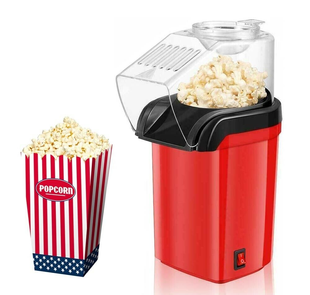 MACCHINA PER POPCORN ELETTRICA 1200W ROSSA AD ARIA CALDA SENZA GRASSI - ZENCOCCO