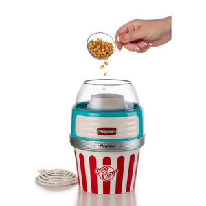 Macchina per Popcorn XL - 60gr Mais in 2 Minuti - Ciotola Estraibile - 1100 Watt - Azzurro