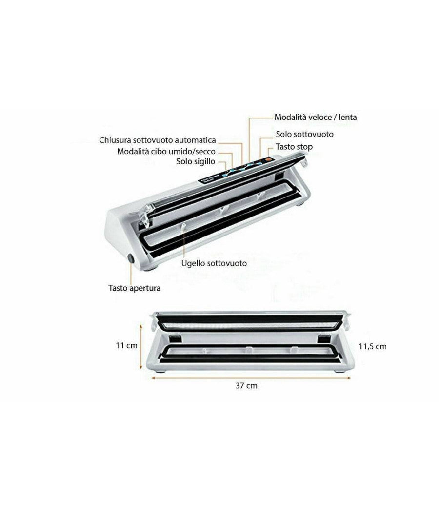 Macchina Per Sottovuoto Alimenti 30 Cm Confeziona Cibo Casa 110w Vs6620         