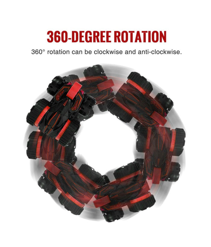 Macchina Radiocomandata 5 Ruote Rotazione 360° Auto Giocattolo Con Luci         