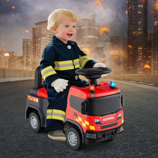 Giocattolo macchina a spinta per ufficiale scania dei pompieri con luci, Macchina cavalcabile per bambini 18 mesi Rosso-Macchinine giocattoli