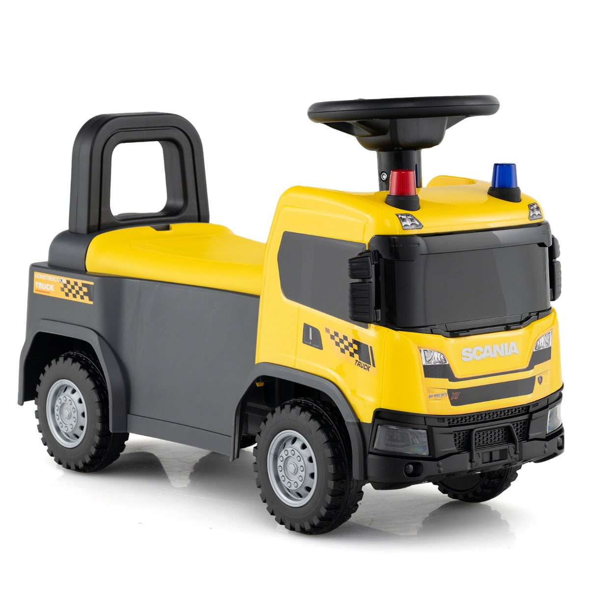 Giocattolo macchina a spinta per ufficiale scania dei pompieri con luci, Macchina cavalcabile per bambini 18 mesi Giallo-Macchinine giocattoli