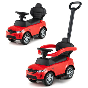 Macchina a spinta 3 in 1 per bambini con manico removibile e paracolpi, Regalo per bambini da 18 a 36 mesi Rosso-Macchinine giocattoli