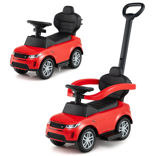 Macchina a spinta 3 in 1 per bambini con manico removibile e paracolpi, Regalo per bambini da 18 a 36 mesi Rosso-Macchinine giocattoli