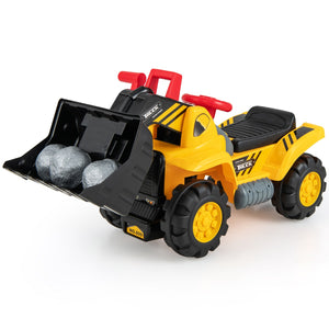 Macchina bulldozer a pedali per bambini, Camion giocattolo con secchio regolabile clacson casco e 3 pietre giocattolo-Macchinine giocattoli