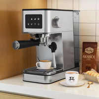 Macchina da caff¨¨ da 20 bar con montalatte con schermo a sfioramento e 1-Macchina per espresso in acciaio inossidabile Argento