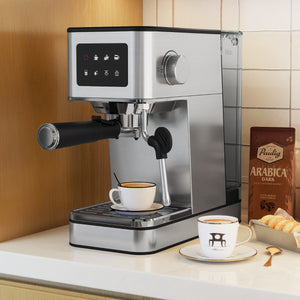 Macchina da caff¨¨ da 20 bar con montalatte con schermo a sfioramento e 1-Macchina per espresso in acciaio inossidabile Argento