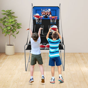 Gioco arcade di pallacanestro a doppio tiro pieghevole, Macchina da pallacanestro con punteggio elettronico Blu-Giocattoli sportivi
