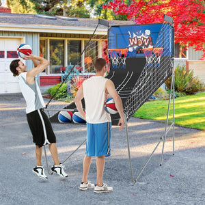 Gioco arcade di pallacanestro a doppio tiro pieghevole, Macchina da pallacanestro con punteggio elettronico Blu-Giocattoli sportivi