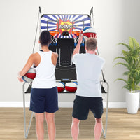 Gioco arcade di pallacanestro a doppio tiro pieghevole, Macchina da pallacanestro con punteggio elettronico Colorato1-Giocattoli sportivi