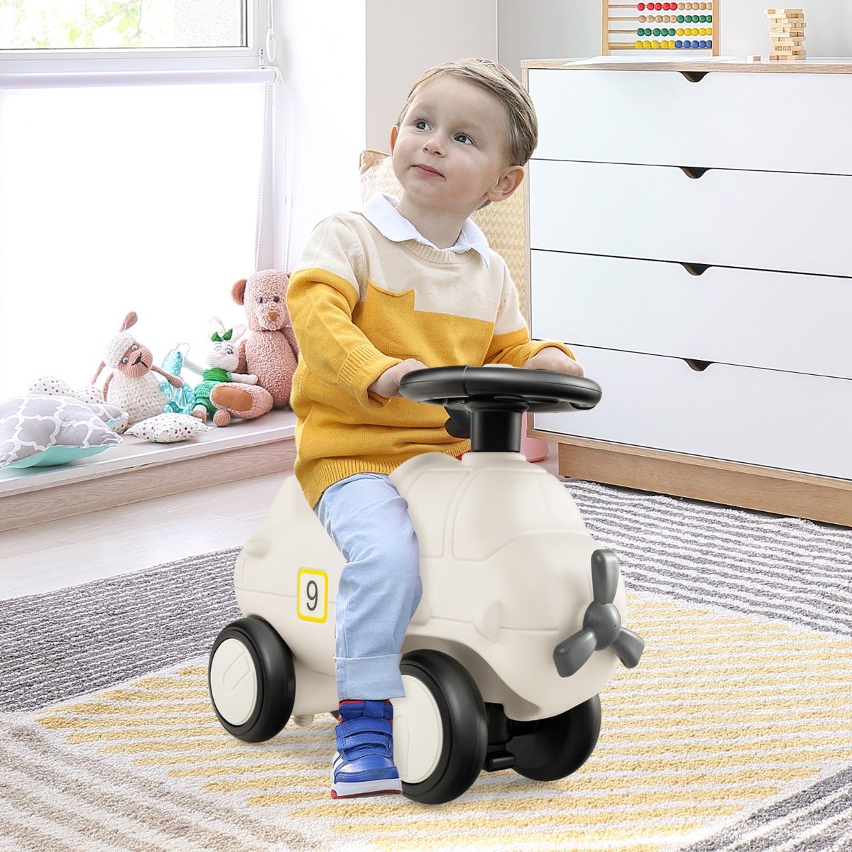 Macchina giocattolo a forma di aereo per bambinidai 18 ai 72 mesi, Veicolo da guidare con i piedi e sterzo flessibile-Macchinine giocattoli