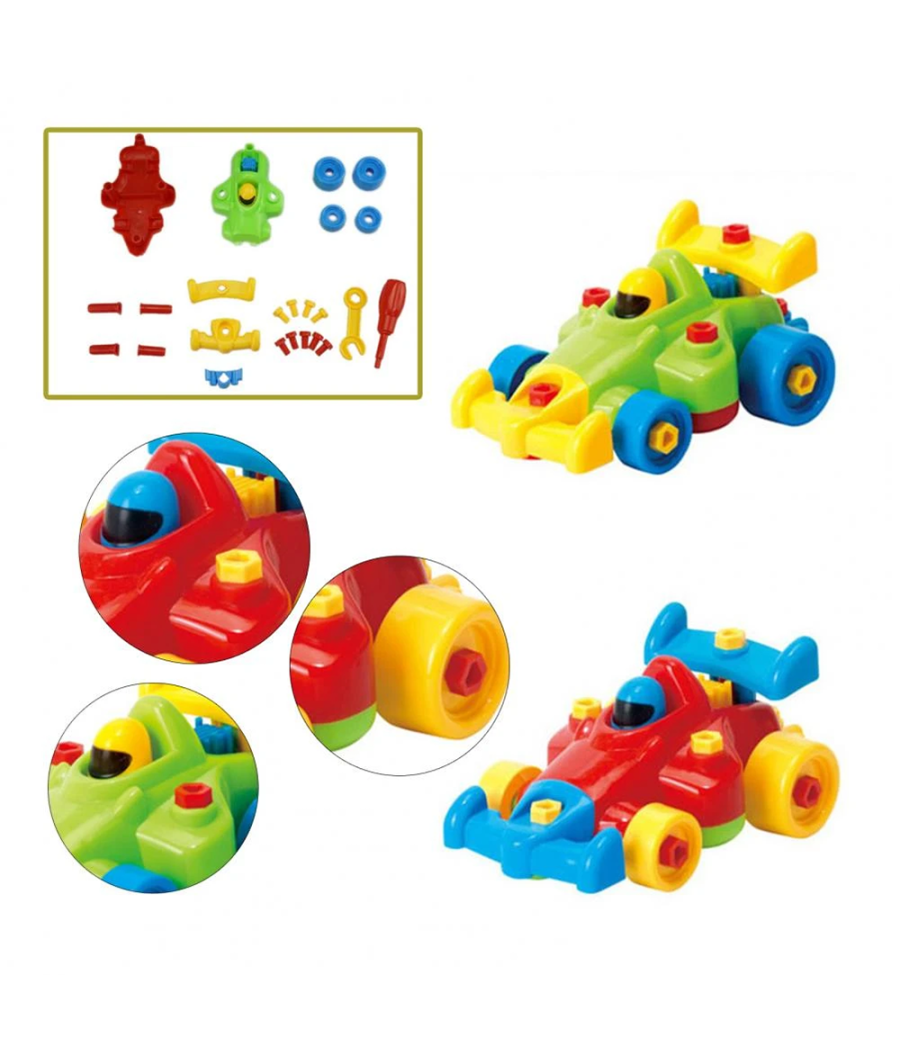 Macchinina Da Corsa Formula Uno Giocattolo Smonta E Rimonta Con Set N.2 Attrezzi         