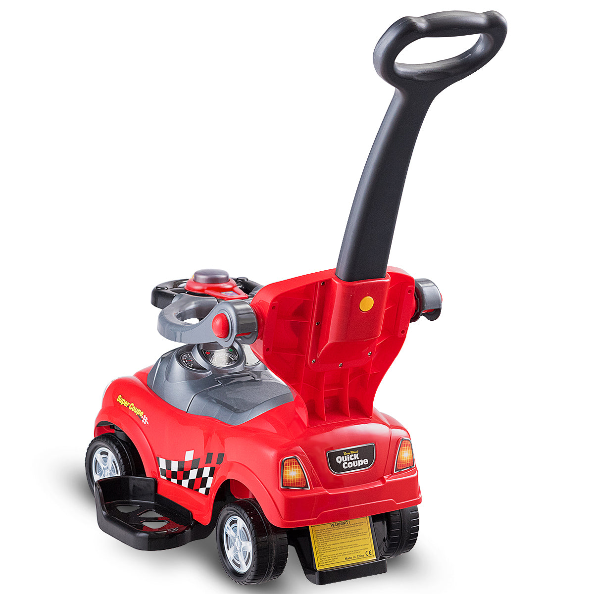 Macchina giocattolo cavalcabile con guardrail staccabili e maniglia clacson, Auto scorrevole per bambini Rosso-Macchinine giocattoli