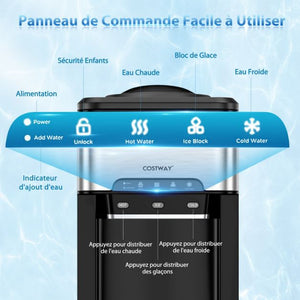 Fabbricatore di ghiaccio 3 in 1 con distributore di acqua calda/fredda 20 kg in cubetti di ghiaccio 24 ore 6-13 minuti per bar di casa e ufficio 20_0008826